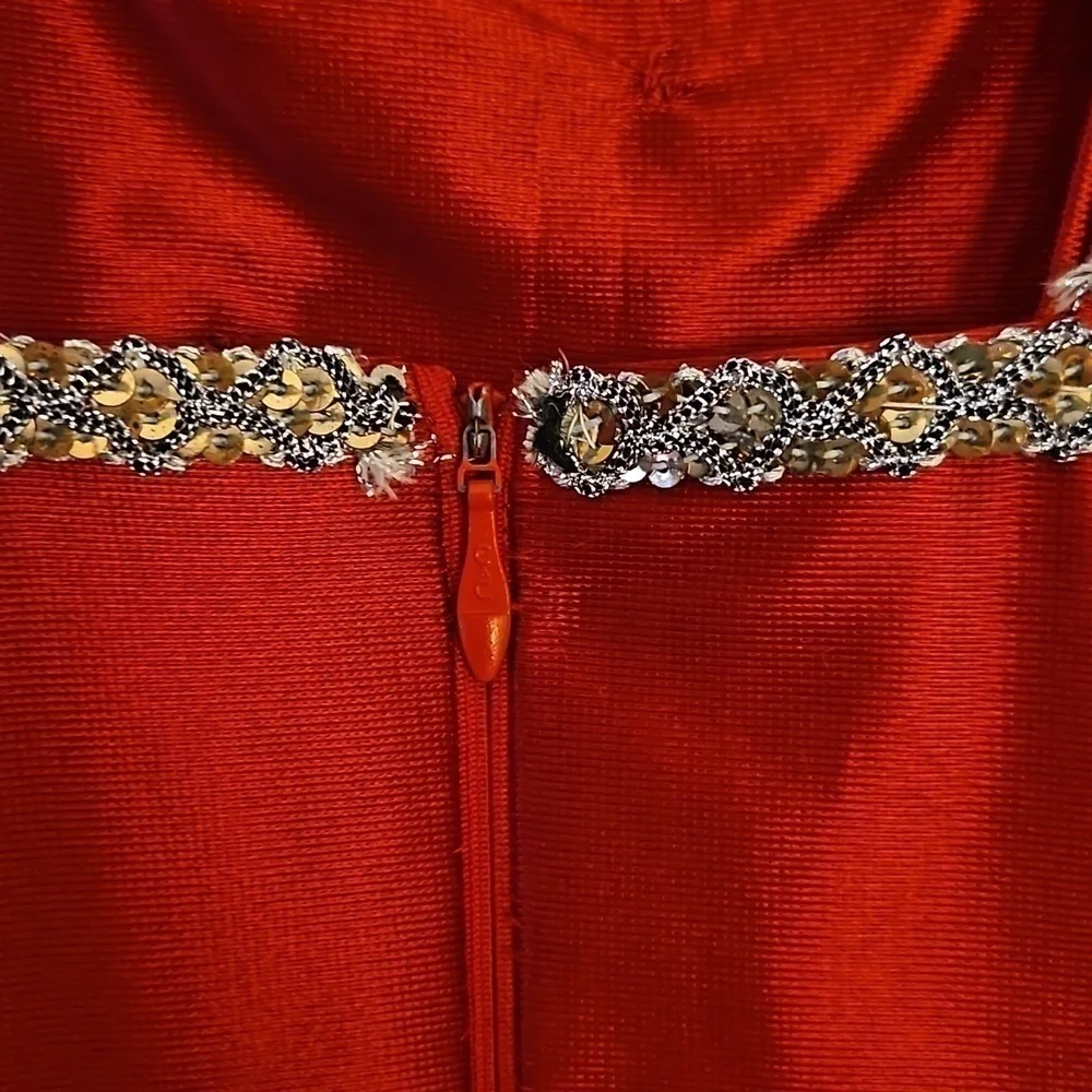 VTG 1960s HANDMADE Red Satin Rhinestone Faux Fur Christmas Portrait Outfit